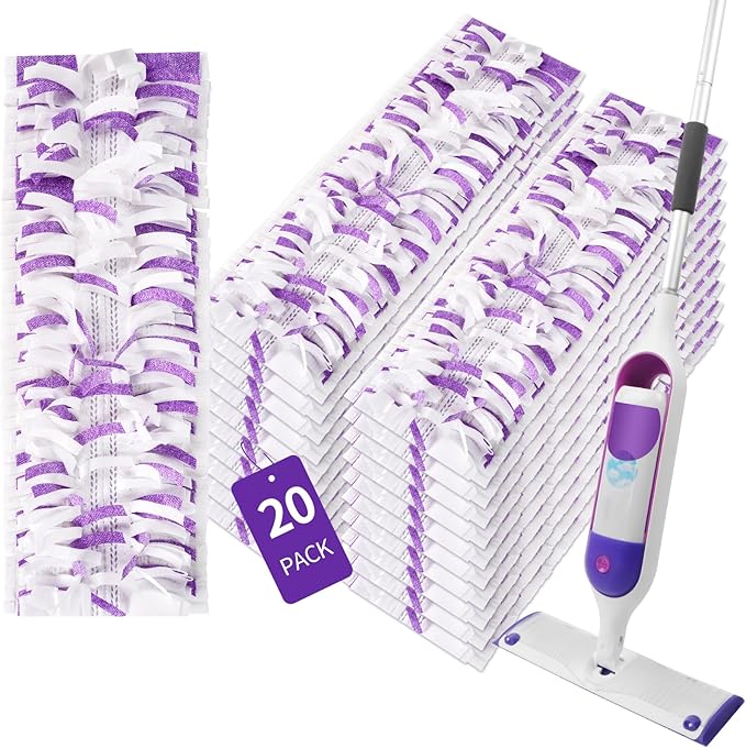 20 Pack Disposable Power Mop Pads for Swiffer Power Mop Pads, Compatible with Swiffer Power Mop Refills, Unscented Spray Replacement Floor Cleaning Refills for urface/Hardwood Floor Cleaning