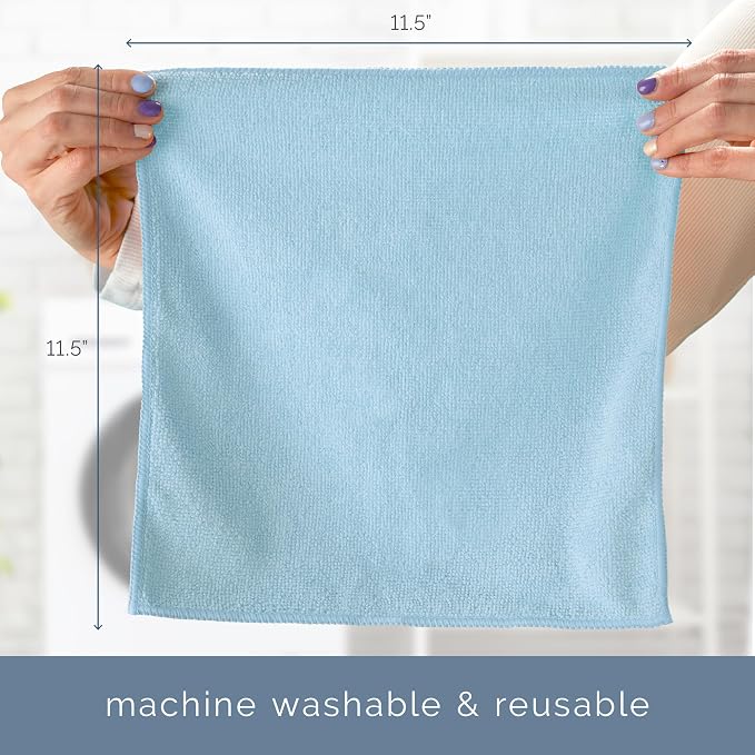 S&T INC. 100 Pack of Microfiber Cleaning Cloth, Bulk Microfiber Towel for Home, Reusable and Lint Free Cloth Towels for Car