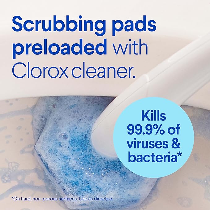 Clorox 03191CT Toilet Wand Disposable Toilet Cleaning Kit: Handle, Caddy & Refills, White (Case of 6)
