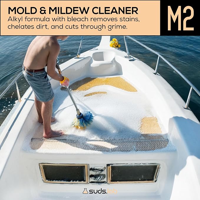 Suds Lab Marine Mildew-Stain Remover, Instantly Removes Mold Stains and Mildew Stains, Sodium Hypochlorite Formula, Less Abrasive, Easy to Use