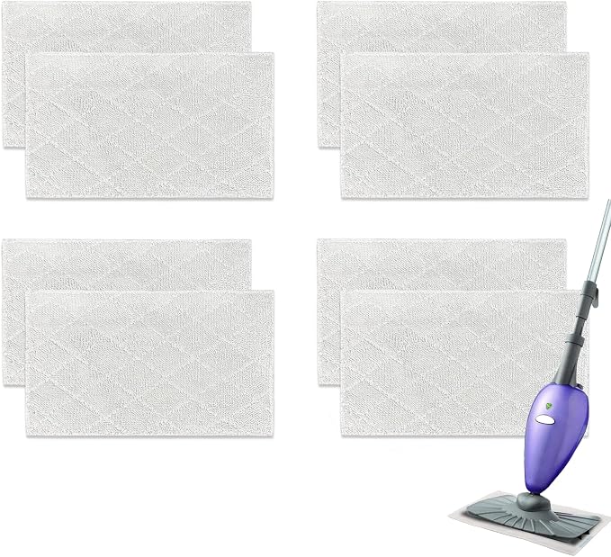 Light 'N' Easy Steam Mop Pads Replacement Reusable for S3601 S3101 S7326 7688ANB 7688ANW Floor Microfiber Cleaning Cloths(8 Pack) (8)