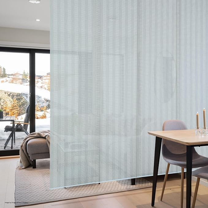 Replacement Fabric Panels for Sliding Glass Door (4-Pack, 23"x96"), Fabric Only, Natural Woven Blind Slats, Trimmable, Sheer, Track & Bottom Rail Not Included,Napa Taupe