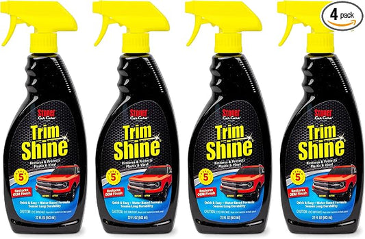 Stoner Car Care 92034-4PK Trim Shine – Black Trim and Plastic Restorer for Cars – Vinyl and Plastic Trim Protectant Coating for Interior and Exterior Use – Water-Based Formula – 22 fl oz (Pack of 4)