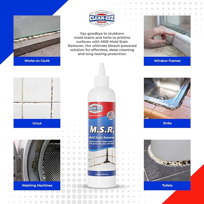Clean-eez Mold Stain Remover Gel | Powerful Mold and Mildew Stain Remover for Caulk and Almost Any Bathroom Surface Like Grout, Glass, Tile and Rubber | Made In USA from US Company