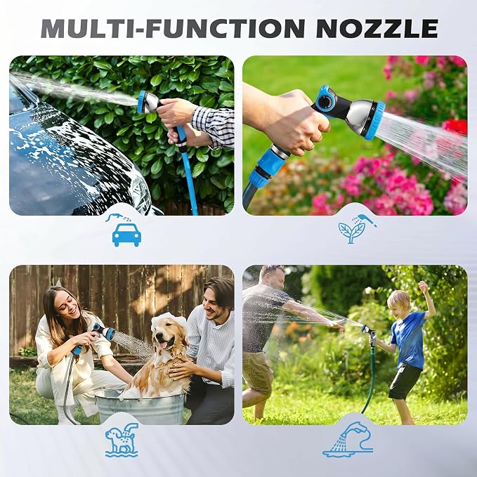 Garden Hose Nozzle High Pressure Leak Proof Spray Water Hose Nozzle Sprayer | Thumb Control 10 Spray Patterns On Off Valve Non-Slip Grip Hose Sprayer Nozzle for Plants & Lawns Watering,Car&Pet Washing