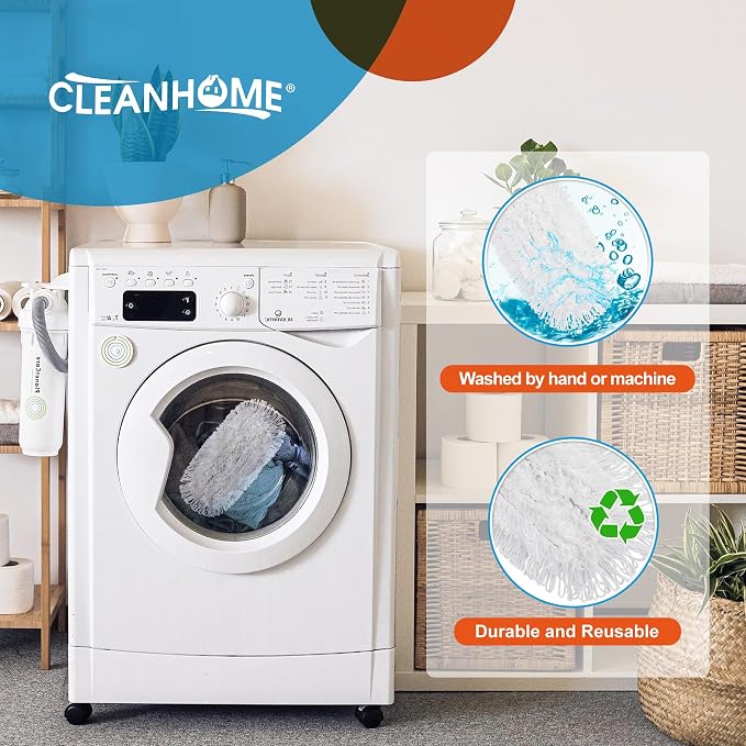 CLEANHOME Microfiber Mop Pads 4 Pieces for Floor Cleaning | Fit CLEANHOME Dust Mop: B09PBPGSJ3, Full Polyester Microfiber Replacement Pads