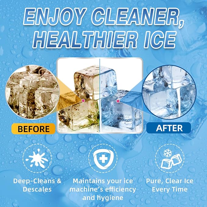 Bellisinno Ice Machine Cleaner Tablets, 36 Pack Countertop Ice Maker Cleaner, Nickel Safe Scale Remover for Countertop, Helps Remove Hard Water and Mineral Buildup