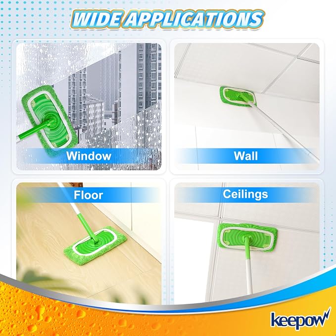 KEEPOW Reusable Mop Pads Refills Compatible with Swiffer Sweeper Mop, Dry Sweeping Cloths, Microfiber Wet Mopping Cloths for Hardwood Floor Cleaning, 6 Pack (Mop is Not Included)