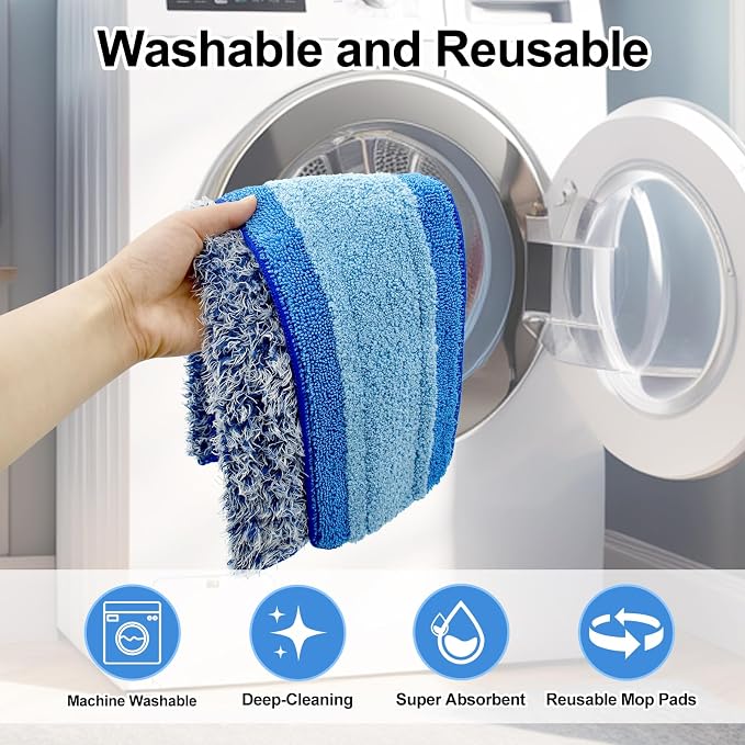 4 Pack Microfiber Cleaning Pad for Bona Mop Safe for Hardwood & Hard Surface Floors Dry Wet Floor Cleaning - Includes 2 Microfiber Cleaning Pad and 2 Dusting Pad - Microfiber Mop Pads for 18Inch Mop