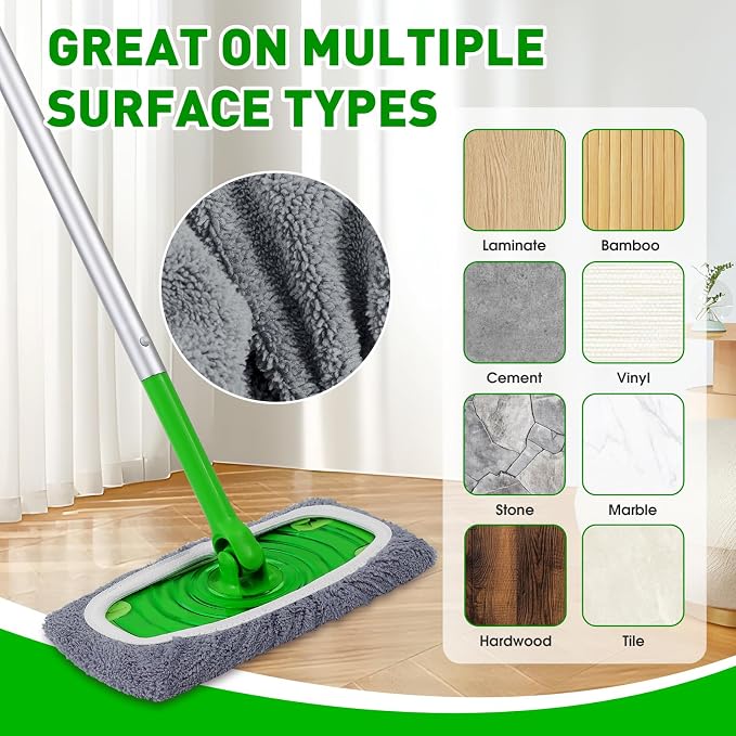 Reusable Mop Pads Compatible with Swiffer Sweeper Mops,Dry Flat mop Cover & Wet Pads Refills,Washable Microfiber Mop Pads for Floor Cleaning(8 Gray)