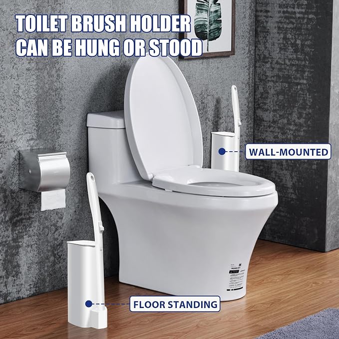 Disposable Toilet Bowl Cleaner Wand and Holder Set with 30 Refills | Wall mounted Toilet Scrubber Kit-17” ABS Wand, Caddy&30 Brush heads for Deep cleaning Bathroom.
