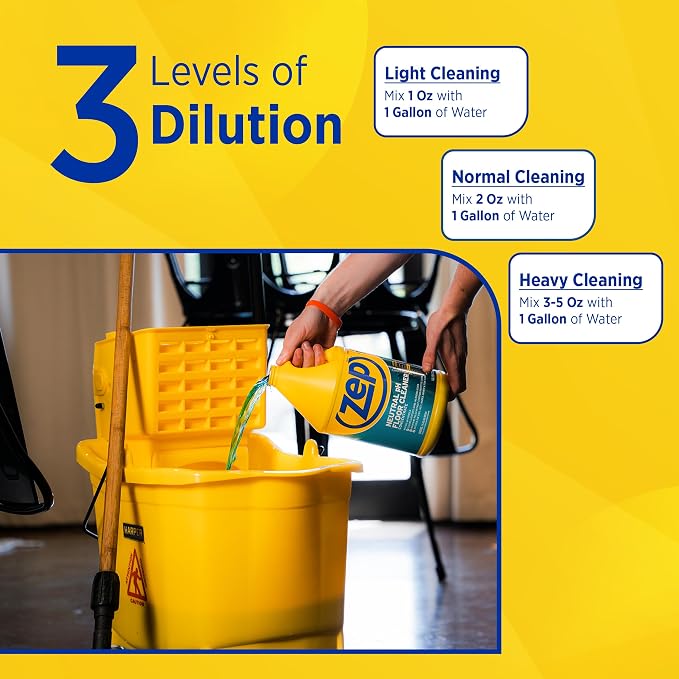 Zep Neutral PH Industrial Floor Cleaner - 1 Gallon - ZUNEUT128 - Concentrated Pro Trusted All-Purpose Floor Cleaner