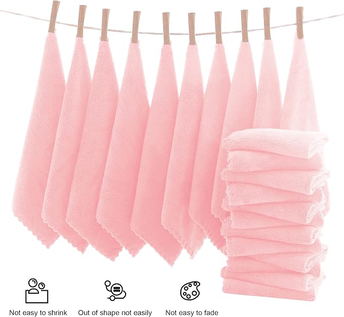 MOONQUEEN Ultra Soft Premium Washcloths Set - 12 x 12 inches - 72 Pack - Quick Drying - Highly Absorbent Coral Velvet Bathroom Wash Clothes (Pink)