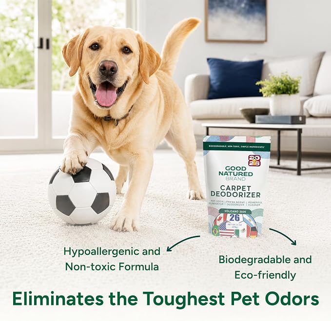 Good Natured Brand | Carpet Deodorizer & Freshener Powder | 31 oz Pet Odor Eliminator for Strong Odor & Pet Urine | Tropical Volcano 2026 Scent | Safe for Homes with Pets