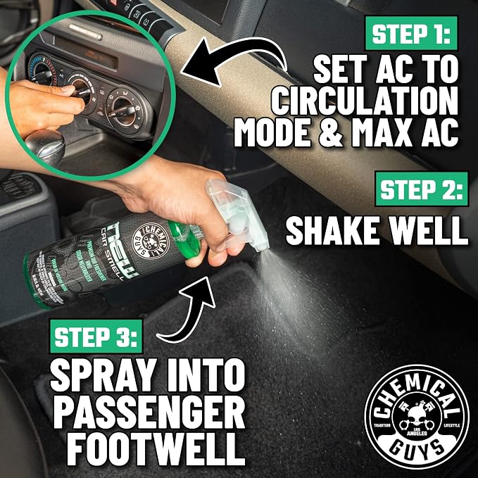 Chemical Guys Total Interior Cleaner and Protectant, New Car Smell, 16 fl oz + New Car Smell Premium Air Freshener and Odor Eliminator, Great for Cars, Trucks, SUVs, RV & More, 16 fl oz
