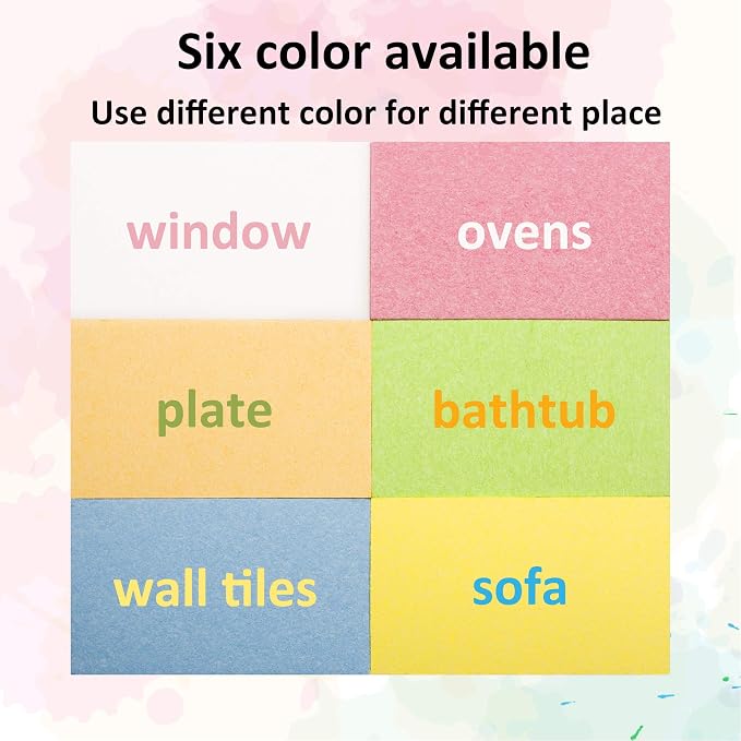 ARCLIBER Cleaning Scrub Sponge,Cellulose Non-Scratch for Kitchen,Bathroom,Cars,Colorful Compressed Sponge (18 Pack)