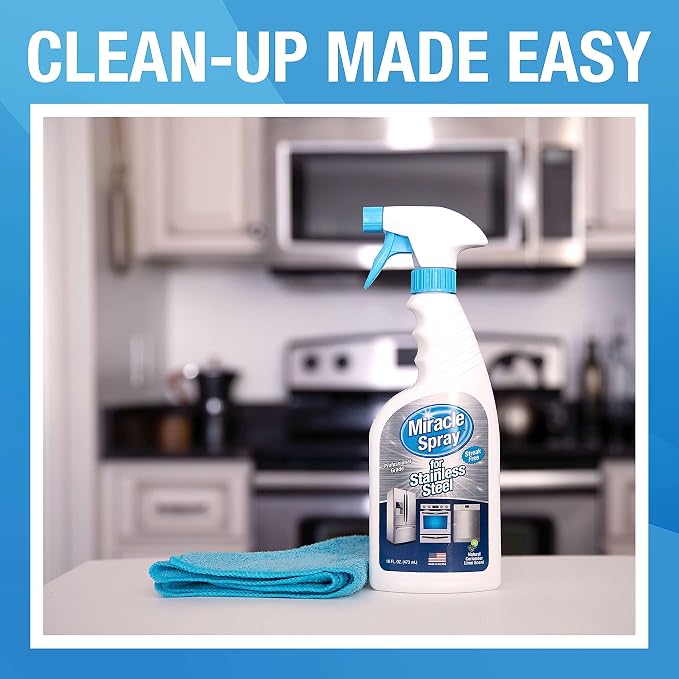 MiracleSpray for Stainless Steel, Cleaning Spray, Removes Fingerprints and Smudges From Oven, Refrigerator, Microwave, Sink, Hood, and Grill, 16 Ounce
