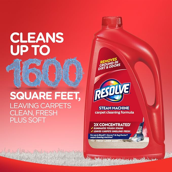 Resolve Steam Carpet Cleaner Solution Shampoo, 3.75 Lb Bottle, 2X Concentrate, Safe for Bissell, Hoover & Rug Doctor, Carpet Cleaner, Carpet Cleaner Solution