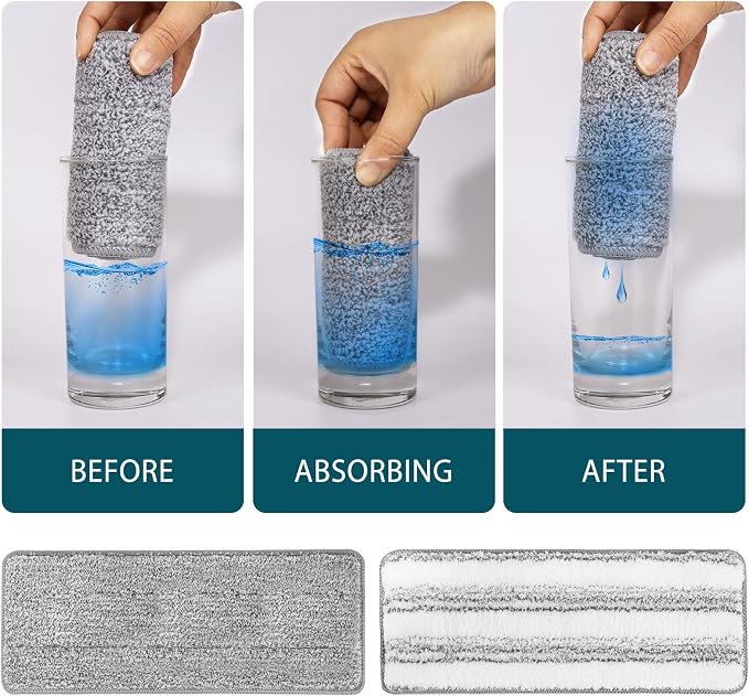 2 Pack Mop Replacement Pads Compatible with Joymoop Flat Mop | Reusable Microfiber Flat Mop Pads for Joy Mop, Washable Mop Head Replacement Fit for All 13" X 4.9" Squeeze Flat Floor Mop