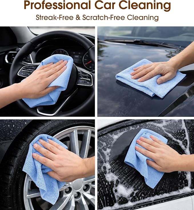 KitchLife Microfiber Cleaning Cloth Roll, 200 Pack - Tear-Away Microfiber Paper Towels, Lint-Free, Reusable, Washable for Kitchen, Car, Dishes, and Sensitive Surfaces (Blue)
