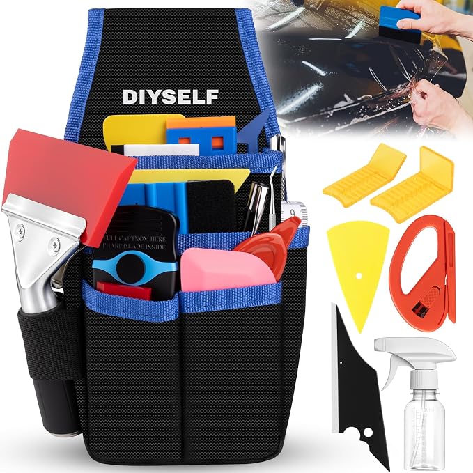 DIYSELF 55 Pcs Car Window Tint Kit, Tint Tools for Car Wrap | Window Film Installation Kit, Car Window Tint Tools, Water Blades Squeegee for Vinyl, Vehicle Glass Protective Tinting Tools
