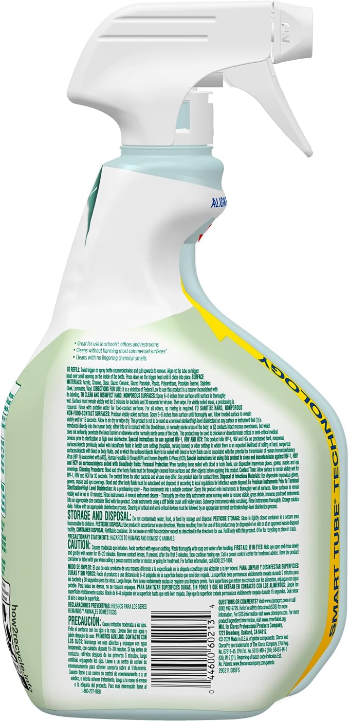 CloroxPro Clorox EcoClean Disinfecting Cleaner Spray Bottle, 32 Fluid Ounces, Pack of 9 (Package May Vary)
