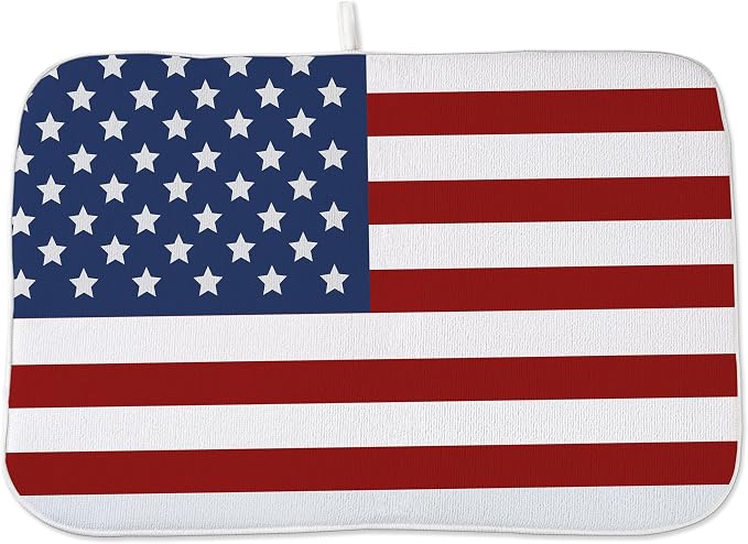 Memorial Day Dish Drying Mats 18x24 Independence Day Red American Flag Striped Star Drying Mats Patriotic Outdoor Decoration Absorbent 4th Of July Drying Pad for Counter Kitchen Dining Room