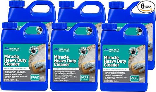 Miracle Sealants Miracle Heavy Duty Tile & Stone Cleaner, Grout Haze Remover, Non-Acidic, Quart, 6 Pack