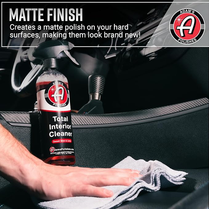 Adam's Polishes Total Interior Cleaner & Protectant, Quick Detailer & SiO2 Protection, Ceramic Infused, Anti-Static, OEM Finish, For Leather, Vinyl, Plastics, Glass & More