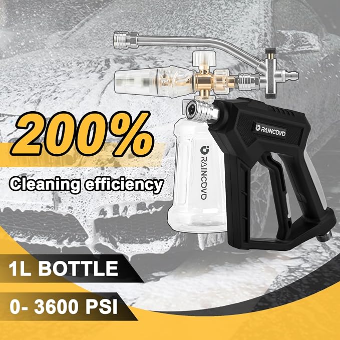 Foam Cannon with Pressure Washer Gun, Dual Connector Accessories | Snow Soap Attachment for Car Wash, 5 Nozzles Tips with Holder, 1/4” Quick Connect, Additional 1.1 mm Orifice Nozzle