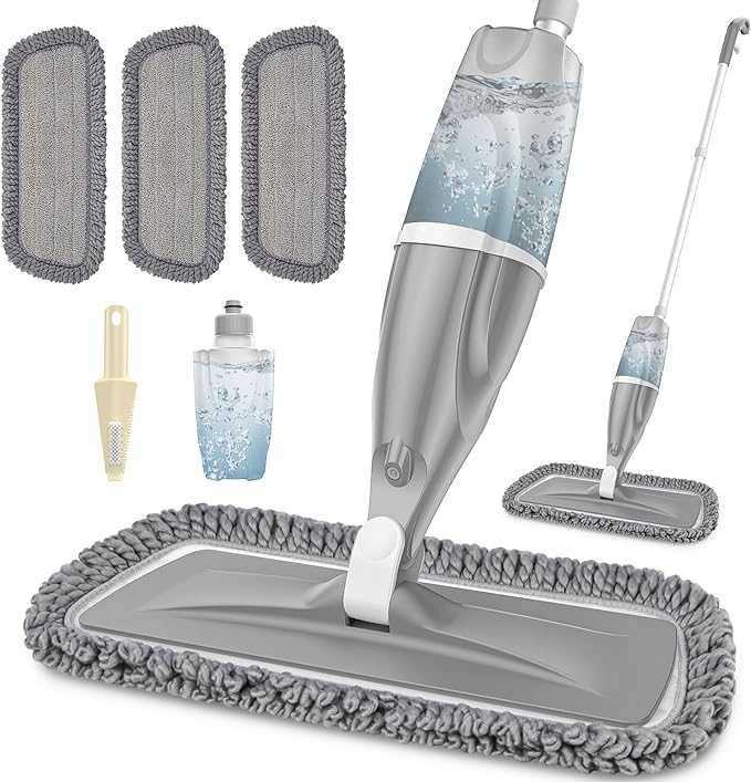 Microfiber Spray Mops Refillable for Floors Cleaning: Wet Mop Floor Mop | Flat Dust Mop Multi-purpose, 3 Washable Reusable Pads for Swiffer Powermop, for Hardwood Laminate Ceramic Tiles Vinyl Wood