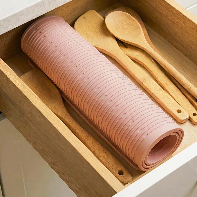 MicoYang Silicone Dish Drying Mat for Multiple Usage,Easy clean,Eco-friendly,Heat-resistant Silicone Mat for Kitchen Counter or Sink,Refrigerator or Drawer Liner Pink 4XL 32 inches x 18 inches