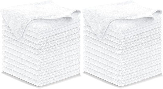 USANOOKS Microfiber Cleaning Cloth - White - 24Pcs (12.5x12.5 inch) High Performance - 1200 Washes, Ultra Absorbent Car Towel Traps Grime & Liquid for Streak-Free Mirror Shine - Car Washing Cloth