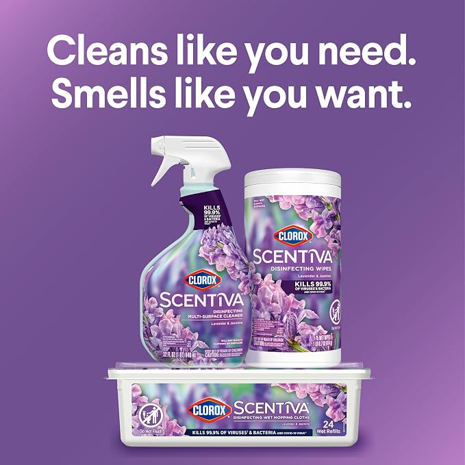 Clorox Scentiva Disinfecting Wipes, Lavender and Jasmine (Pack of 3)