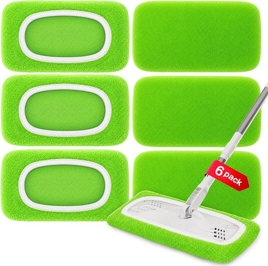 Reusable Mop Pads Compatible with Swiffer Sweeper Mop Cleaning Mop Pads Refill for Dry & Wet Sweeping for Multi-Surface/Hardwood Floor Cleaning (Green)