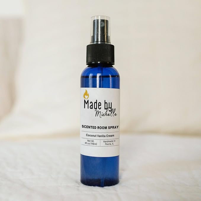 Scented Room Spray (Coconut Vanilla Cream) - Air Freshener - Linen Spray - Fabric Refresher - Odor Eliminator - Non-Toxic Scent - Alcohol Free - Made in USA (4 Oz)