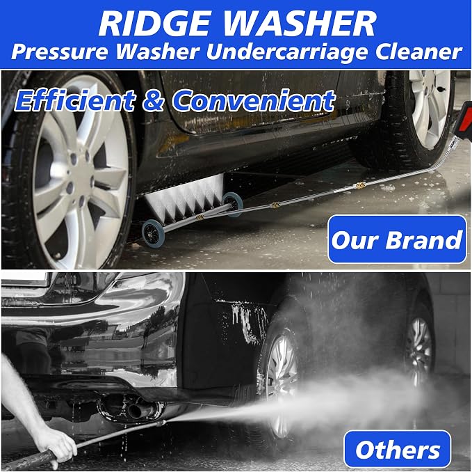 RIDGE WASHER Pressure Washer Undercarriage Cleaner, 24 Inch, 4000 PSI | Undercarriage Car Washer, Under Car Pressure Washer Attachment with 3 Pcs Extension Wand