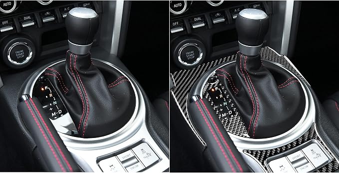 Real Carbon Fiber Trim for Subaru Accessories | for BRZ/Scion FR-S/Toyota 86 2016 2017 2018 2019 2020 Gear Shifting Box Panel Cover Interior Thick Overlay Decal