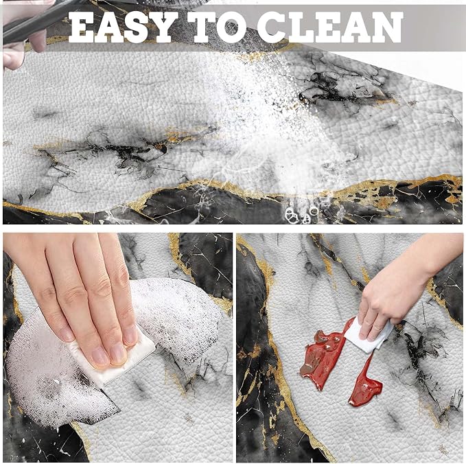 MCALK Marble Black Dish Drying Mat for Kitchen Counter, Luxurious Marble Texture Dish Drying Pad with Anti-Slip Rubber Base, Absorbent Kitchen Sink Mat with Modern Art Decor (1 pc 18" x 16")