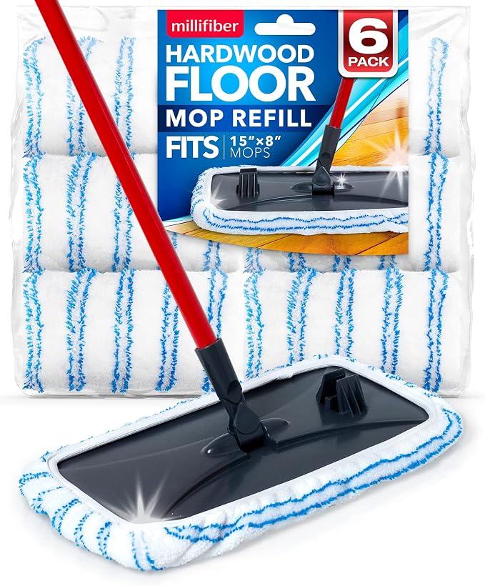 Millifiber Microfiber Mop Refills 15x8 Inches, 6-Pack (Mop is Not Included)