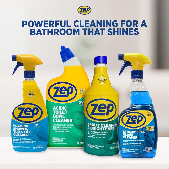 Zep Grout Cleaner and Brightener - 32 Ounce (1 Bottle) - ZU104632 - Deep Cleaning Formula Removes Old Stains From Grout