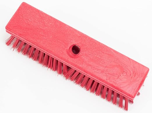 SPARTA Plastic Floor Scrub Brush, Brush Head Only, Deck Brush with ACME Standard Thread Fitting for Deck, Industrial Kitchens, and Hospitals, 10 Inches, Red