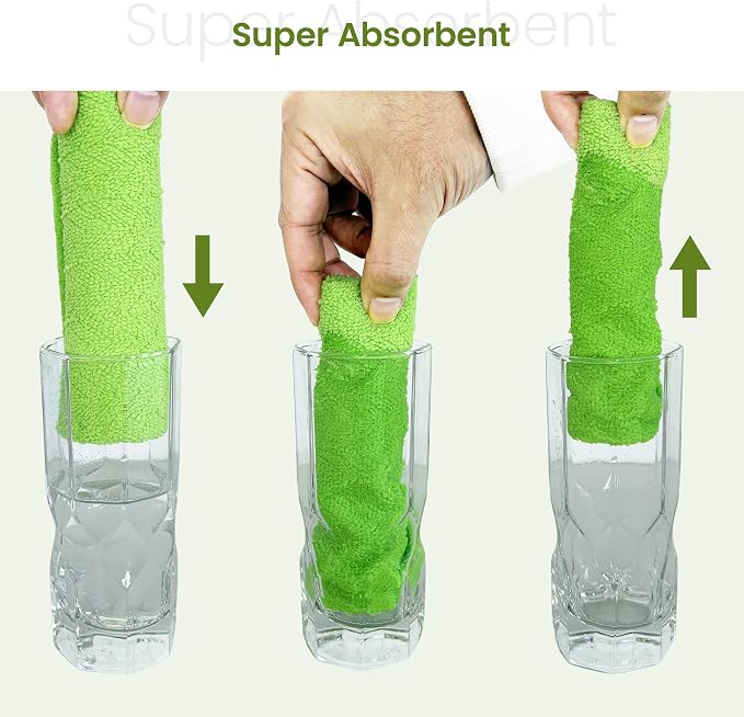 Greenfound Microfiber Cleaning Cloth Roll, 80 Pack Tear Away Towels, Reusable Washable Lint Free Scratch Free Absorbent Cleaning Rags for Kitchen Home Car Window Glass, 11.5 x 11.5 Inch Wave Green