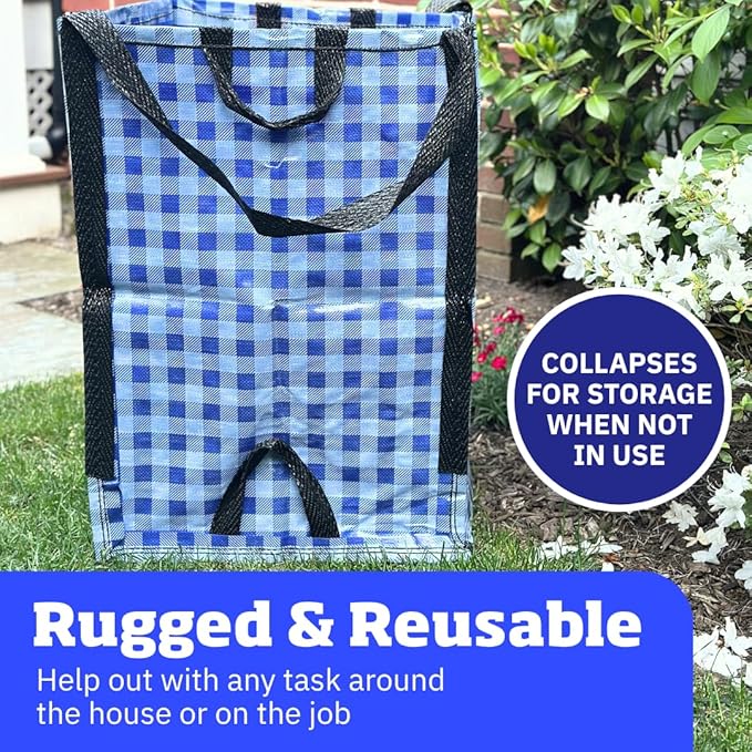 DURASACK Heavy Duty Home and Yard Bags, Gingham Blue