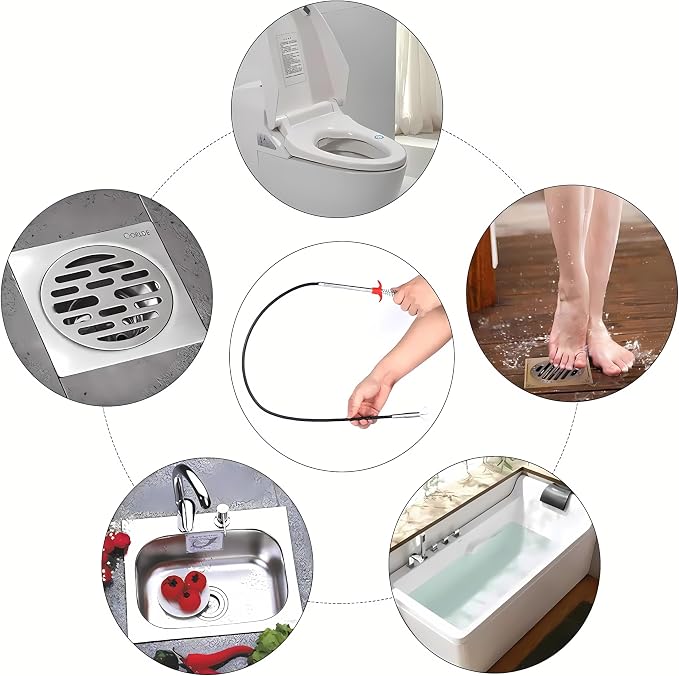 Drain Snake, Drain Clog Remover - Gutter Cleaning Tools Drain Cleaner for Toilet Sewer Shower Kitchen Bathroom Tub Clogged Drains Opener Cleaning Tool, Flexible Grabber Claw Pick Up Reacher (79 inch)