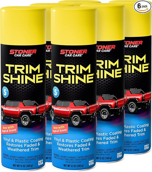 Stoner Car Care 91034-6PK Trim Shine – Black Trim and Plastic Restorer for Cars – Vinyl and Plastic Trim Protectant Coating for Interior and Exterior Use – Fast-Drying No Sling – 12 oz (Pack of 6)