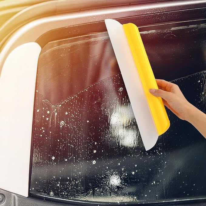 2 Pack 14 Inch Car Drying Squeegee Yellow Longer Silicone Water Squeegee Window Shower Blade Automotive Squeegees Flexible Auto T-bar Rubber Squeegees for Car Windshield Glass Bathroom Wash Tool