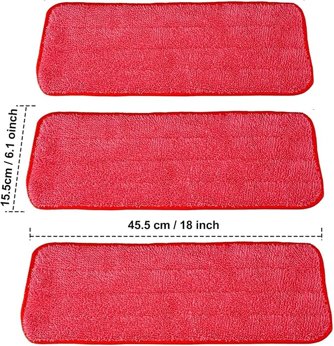 Microfiber Replacement Mop Pad, 18 x 6 Wet & Dry Home & Commercial Cleaning Refills, Reusable Floor Mop Pads, 6 Pack (Red)… | 6 Pack Microfiber Replacement Mop Pad, 18 x 6 Wet & Dry Home & Commercial Cleaning Refills, Reusable Floor Mop Pads,Red