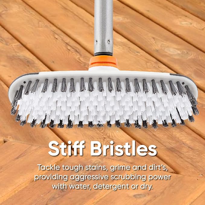 Superio Deck Scrub Brush Head, Heavy Duty Stiff Bristles Grout Scrubber with Scraper - Cleans Hot Tub, Swimming Pool, Granite Tiles, Bathroom, Patio, Kitchen, Wall and Deck (Refill Brush Head)