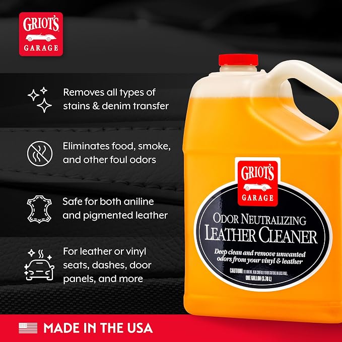 Griot's Garage Odor Neutralizing Leather Cleaner for Car Seat, Dashboard, Door Panel, Eliminates Unwanted Smells, 10972, One Gallon